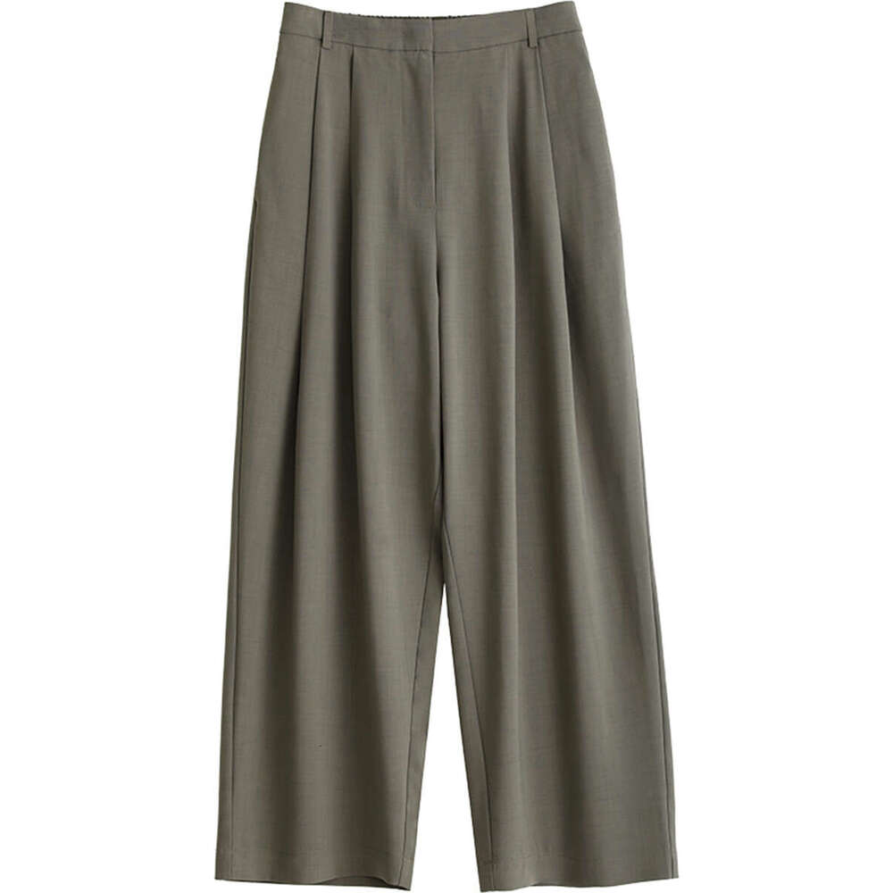 CHIC VEN Women Pants Loose Casual Elastic Waist Pleated Draped Straight Female Trousers Wide Legs Spring Autumn 2024