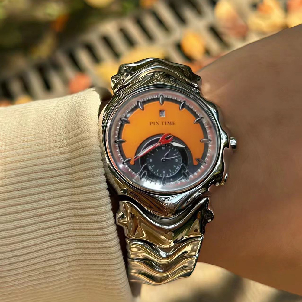 Bone shape watch for men quartz movement waterproof 30 M titanium alloy never fade luminous hands high quality warranty 1 year 009