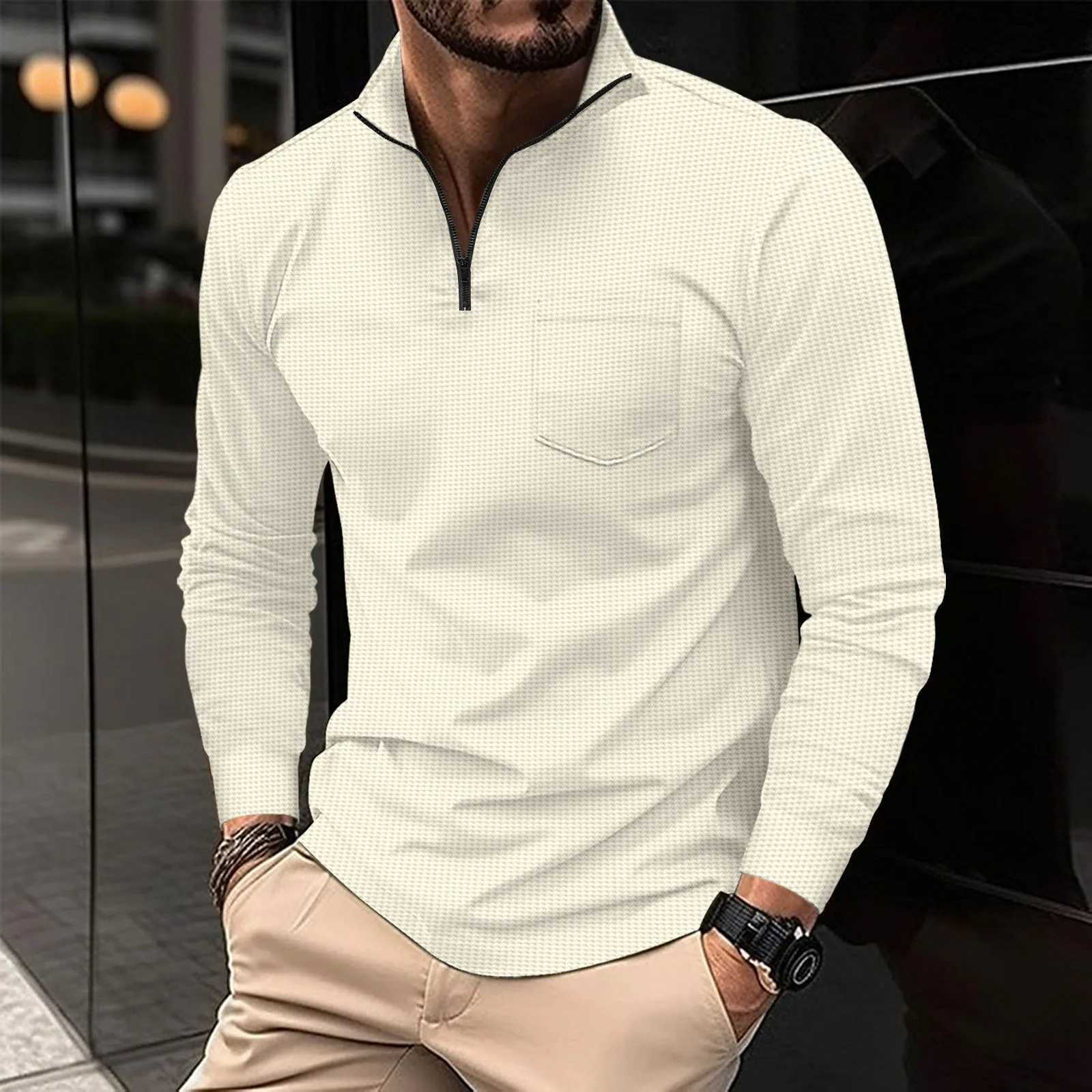 Spring/Summer 2024 New Casual Long SVE Shirt Fashion Zipper Pocket Comfortable Classic Wfle Sportswear Top W241106