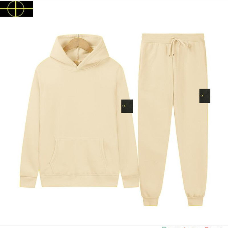 Topstoney Jacket Spring And Autumn Tracuits Fashion Classic Women Jackets Solid Casual Sports Suit Men's Two Piece Hooded Zipper Top Pants