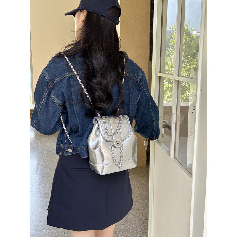Bag Designer Fashion Classic 10a Top Nikiduncks Woman Bags South Korean Niche Summer New Small Fragrance Silver Backpack for Ins Blogger