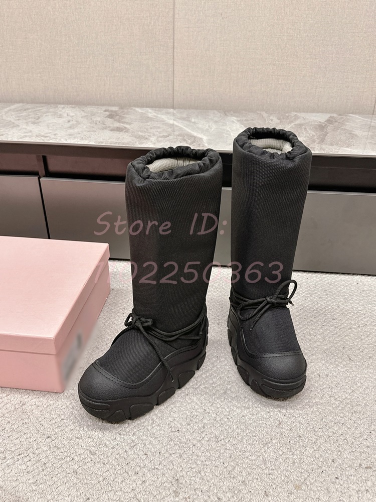 Cute Cross-Tied Warm Snow Round Toe Platform Height-Increase Waterproof Boots Women New Autumn Winter Fashion Shoes 2024