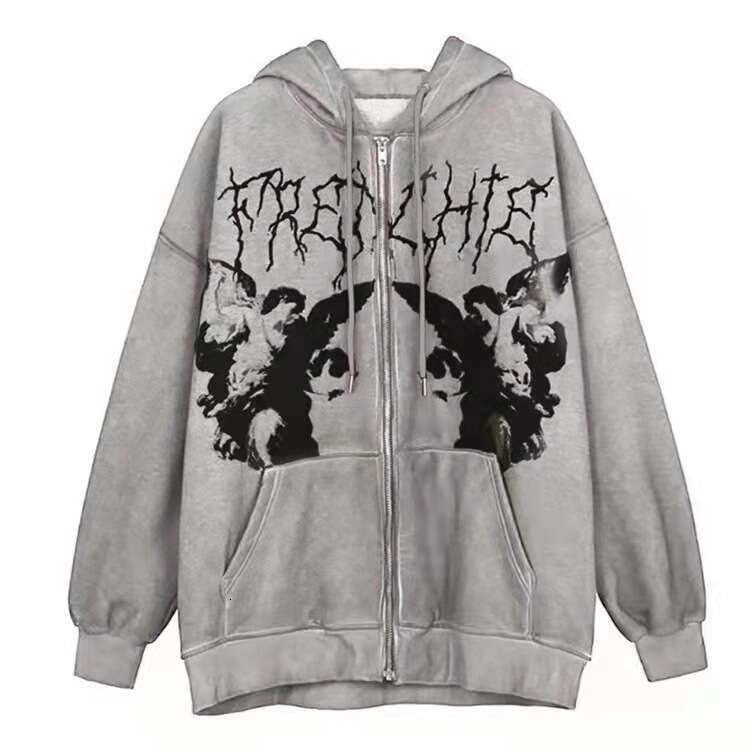 shanshi spider hoodie Dark High Street Zipper Trendy Brand Casual Cardigan Hoodie Fleece Jacket