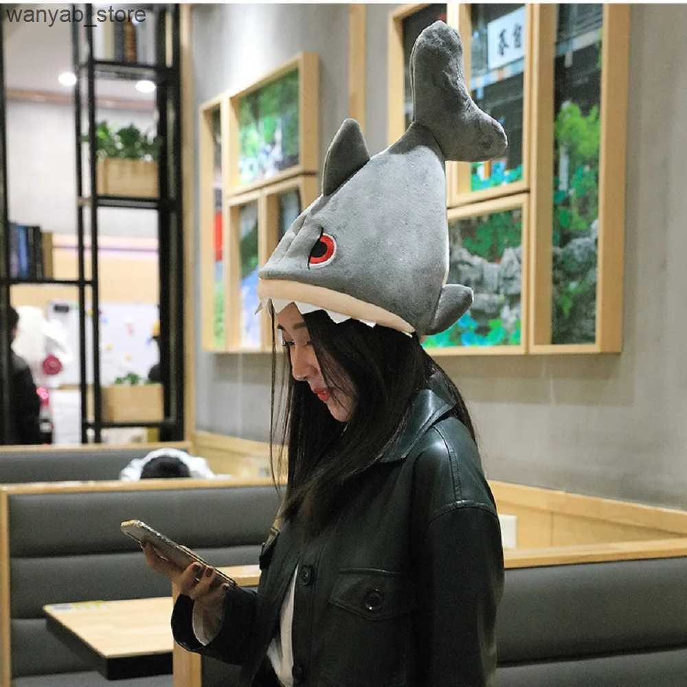 Wide Brim Hats Bucket Hats Adult Funny Electric Shark Hat Can/Cant Fish Tail Hat Short Plush Singing Dancing Props Toys For Halloween Christmas Gift L