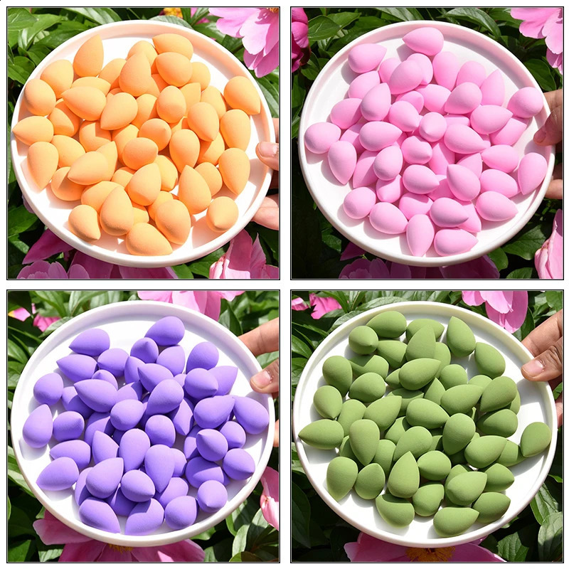 Wholesale 100 pieces of mini cosmetic sponge small cosmetic egg cosmetic powder puff basic cream concealer cosmetic mixer tools 241105