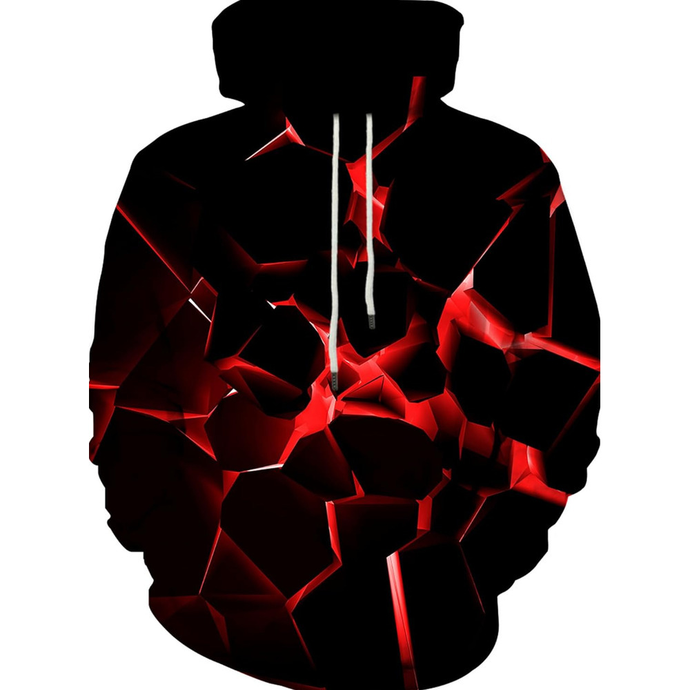 Hoodie for Mens Womens Unisex 3D Printed Hooded Sweatshirt Casual Pullover Hoodie with Big Pockets Graphic black