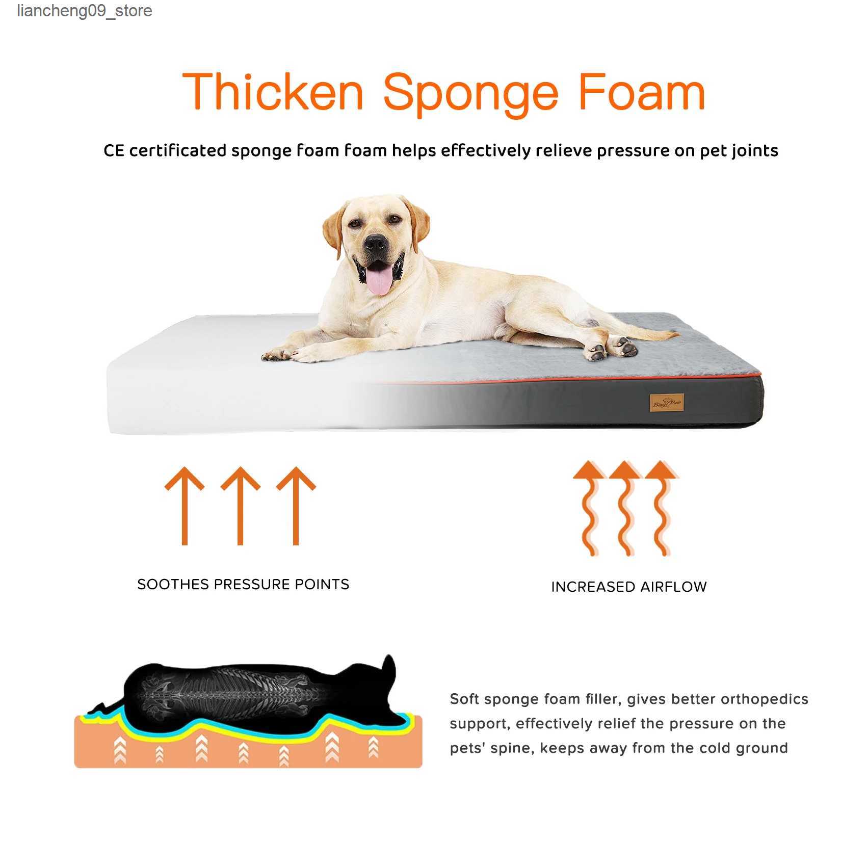 kennels pens Large orthodontic dog bed kennel memory foam waterproof pet bed with removable and washable cover and nondestructive bottom joint L240910