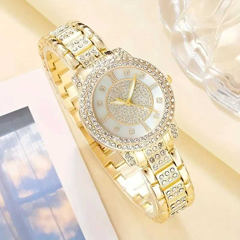 6 pieces/set of charming luxury Rhinestone watches with quartz movement - stainless steel analog watch X241106
