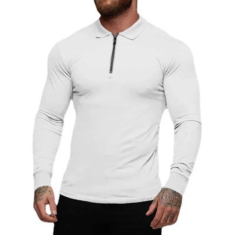 New autumn mens elastic cotton sports mens spring casual long Sve breathable T-shirt gym clothing W241106