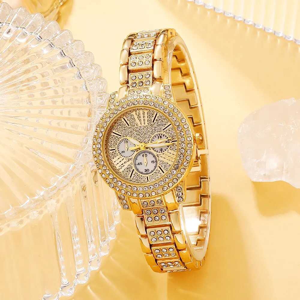 6-piece gift box gold luxury brand design simple womens quartz watch Montre Femme X241106