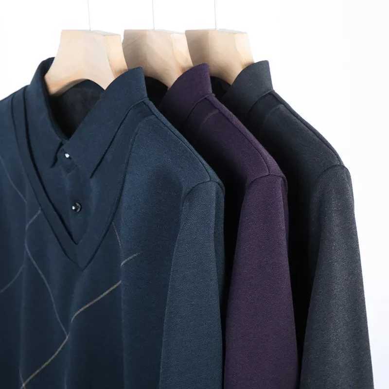 2024 New Warm Mens Shirt Long Sve Thick Autumn and Winter Clothing Loose Fit Mens Shirt Korean Top W241106