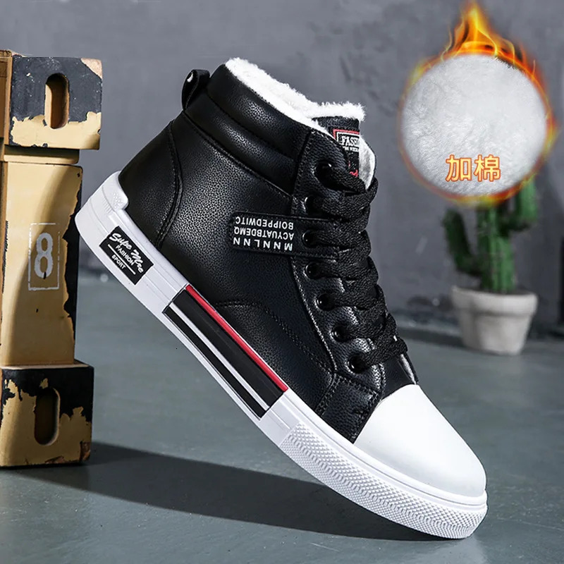2025 New Men's High Top Sports Shoe Brand Leather Casual Shoes Fashionable Street Designer Men's Ice Skating Shoes Lace Up Platform Winter W