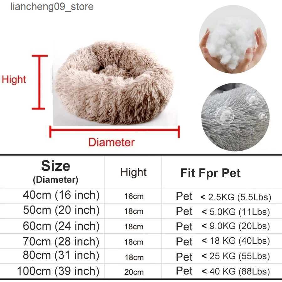 kennels pens Dog bed donut large circular basket plush dog bed accessories fluffy dog house small dog washable pet cat products L240910