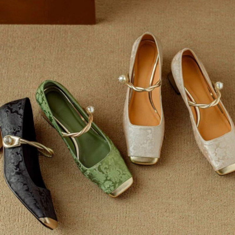 Elegant New Season Women's Footwear - Chinese Inspired National Style High Heeled Sandals with Mary Jane Detail