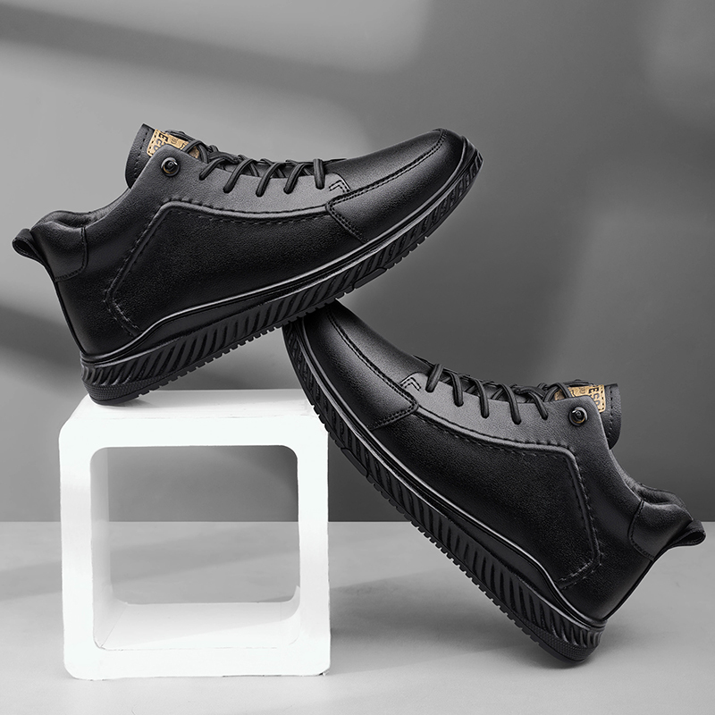 2025 New Men's Genuine Leather Snow Boots Winter Outdoor Designer Snow Cotton Thick Bottom Lace Anti Cold And Warm High Top Shoes Casual Leather 
