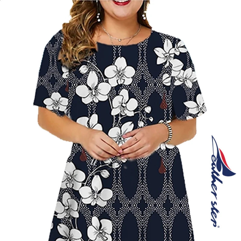 Womens Summer Dress For Women Boho Casual Vintage Elegant Lace Plus size Floral Print Cotton Long with Pocket 240326