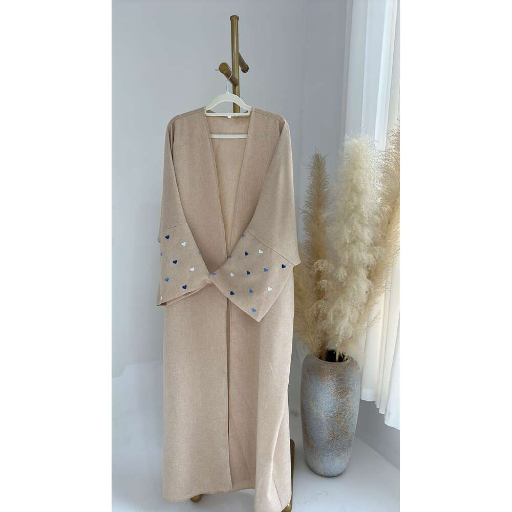 Fashion Love Embroidery Dubai Trkiye Elegant Cardigan Robe LR712 Fashionable women's long robe cardigan