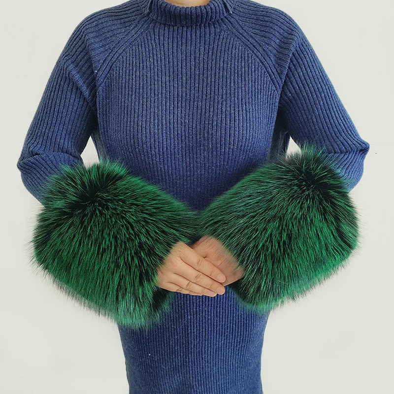 Winter faux fur cuffs faux fur cuffs womens thick plush windproof wristband sleeve 241106