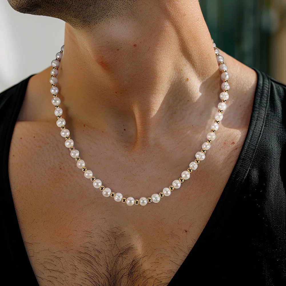 ORSA JEWELS 925 sterling silver natural pearl necklace with ball beads suitable for mens and womens pearl necklaces jewelry NMN09 241106