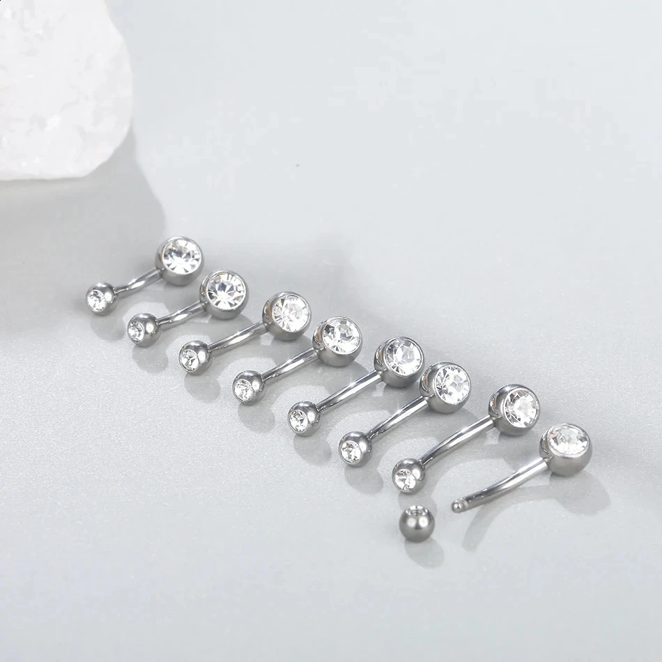 1Pc G23 Belly Button Rings 14G Crystal Navel Barbell Sexy Piercing Jewelry for Women Ring 241105