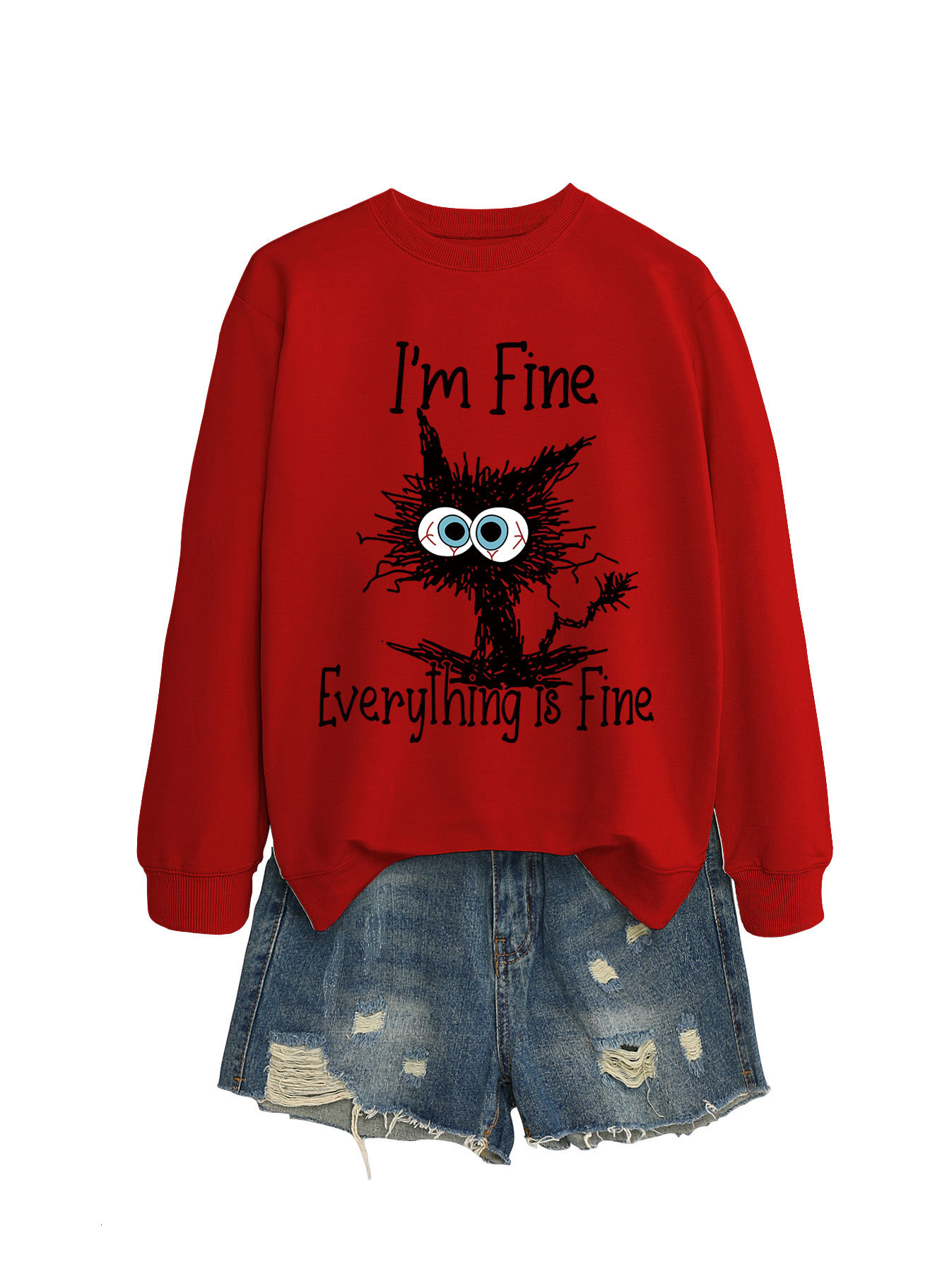 New Designer Women's Hoodie I'm Everything Is Fine Fun Printed Autumn/Winter Collection Fashion Hoodie