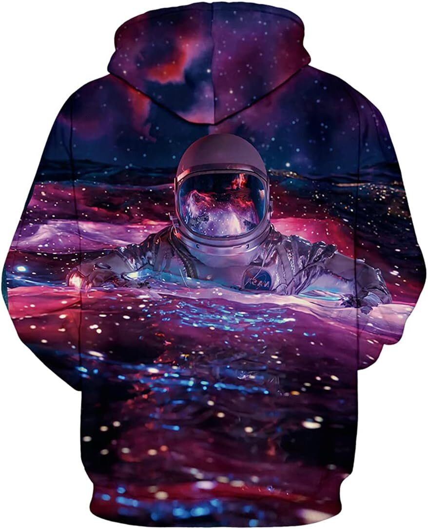 Hoodie for Mens Womens Mens Novelty Hoodie Realistic 3D Print Sweatshirt Unisex Top Casual Pullover Graphic astronaut