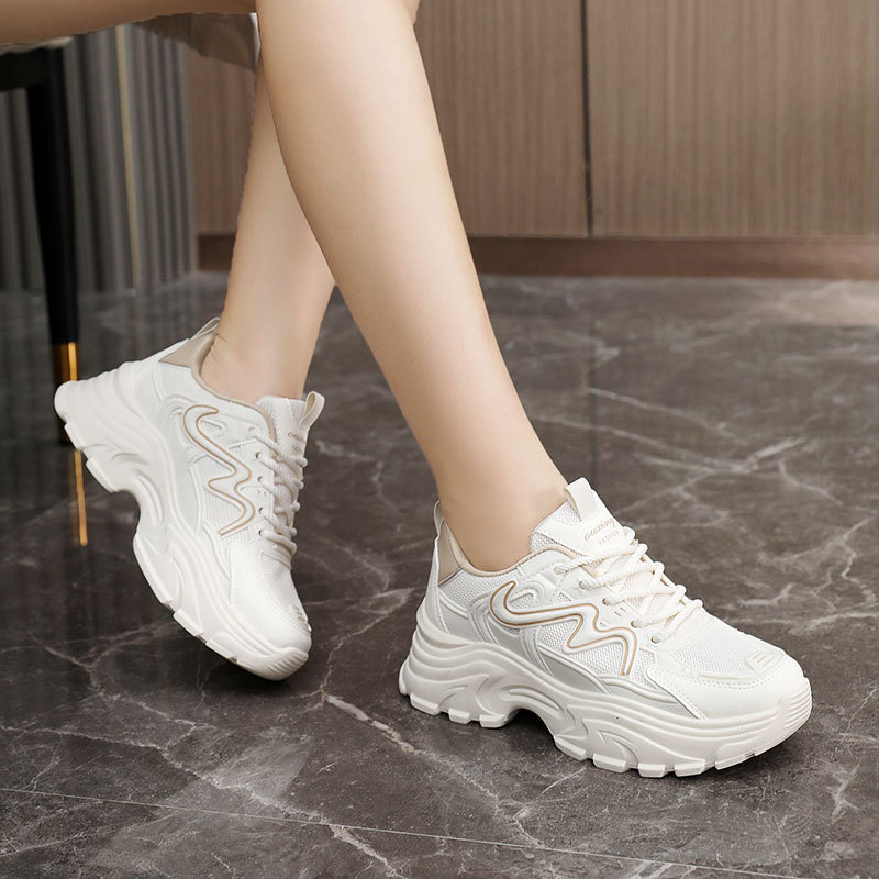 Fashionable Casual Shoes for Women Solid Color Sport Shoes Breathable Non-Slip Gym Jogging Platform Sneaker