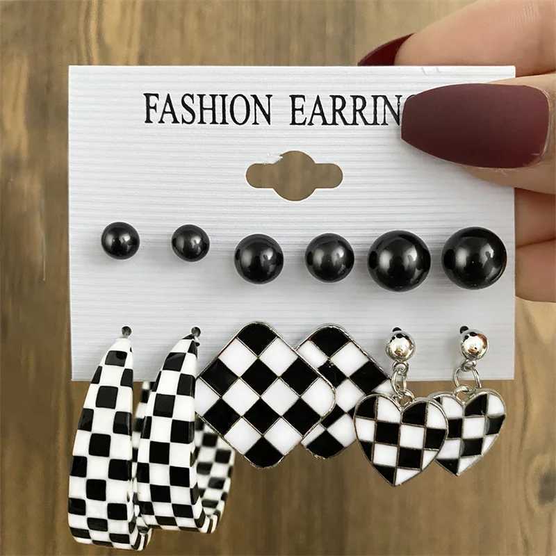 Vintage Black Earring Set Suitable for Wen Y2K Colored Resin Pendant Earrings Drip Oil Enamel Jewelry Geetic X241106