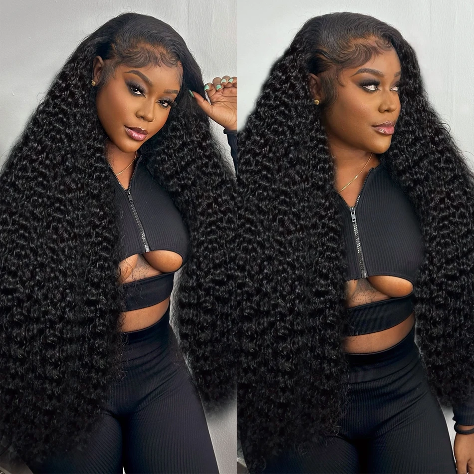 Brazilian Water Curly Glueless Wear And Go Loose Deep Wave 13X4 Lace Frontal 30 40 Inch 13X6 HD Simulation Human Hair Wig Preplucked Natural Hairline