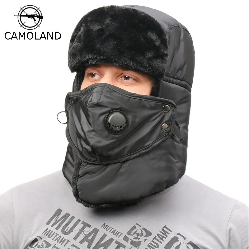 Winter thermal ear muffs bomber hat scarf mens womens Russian hunter hat soldier ear muffs sled hat facial mask 241106