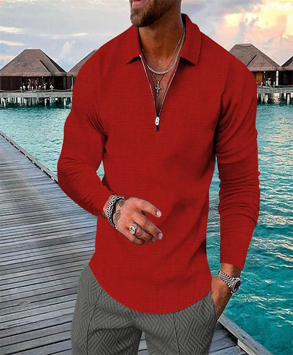New mens shirt solid color small stripe print casual lightweight daily classic British style high Quty Long Sve W241106