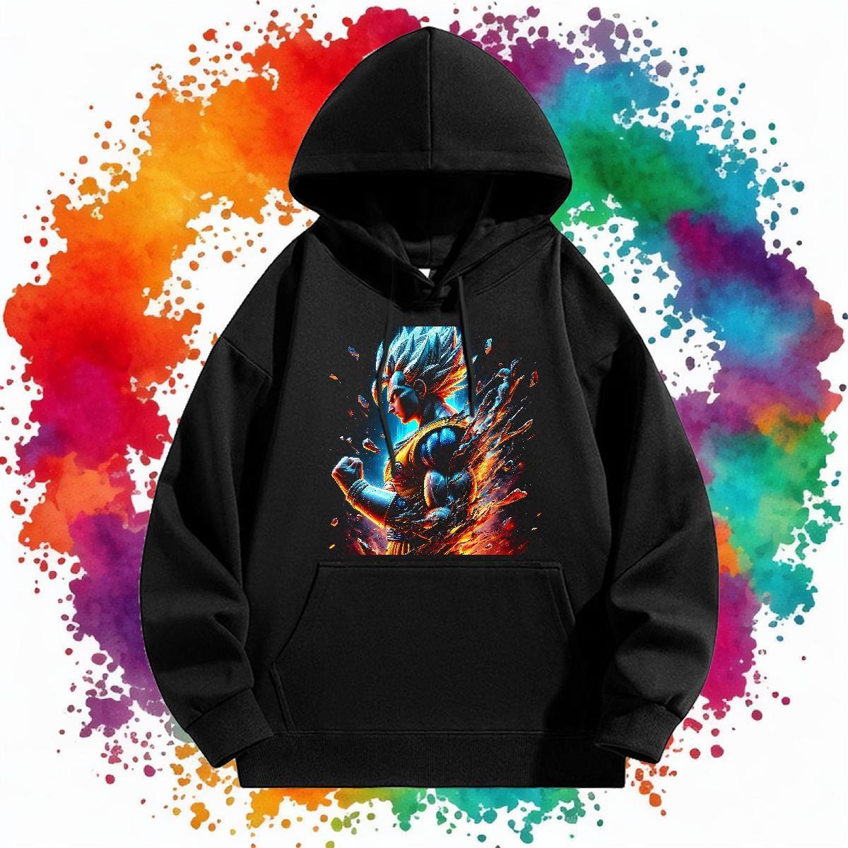 2024 New Men Hoodie Hooded Collar Breathable Loose Fit Men Tops Hoodie Custom Cartoon Top Pullover Hoodie Street Velvet Thick