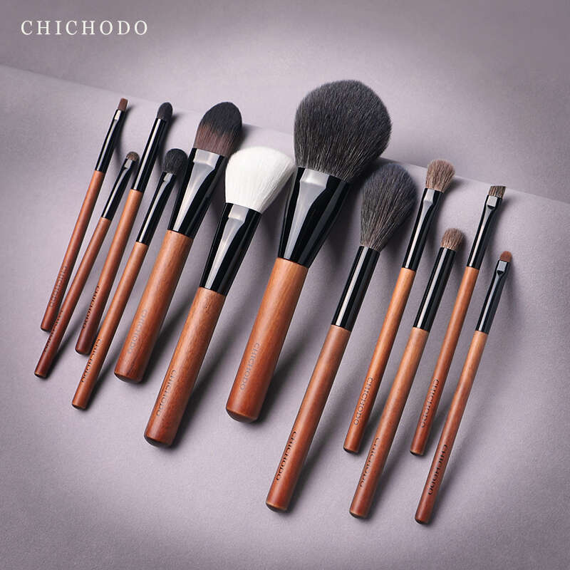 CHICHODO -Classical 12Pcs Natural Professional Make Up Brushes Set-2 Handle Styles-Animal Hair Makeup Tools+Zipper Bag
