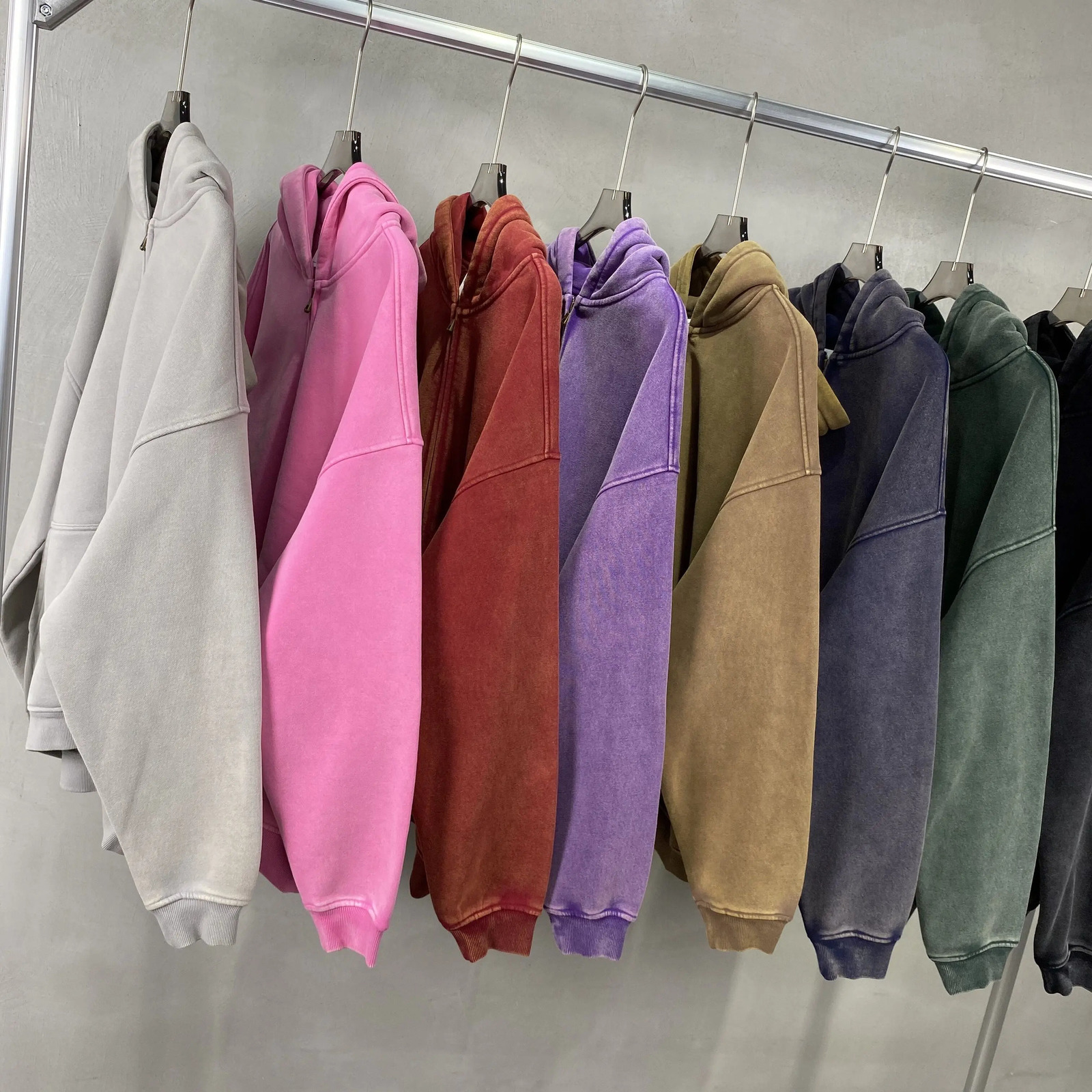 Wax dyed wool zippered hoodie 241106