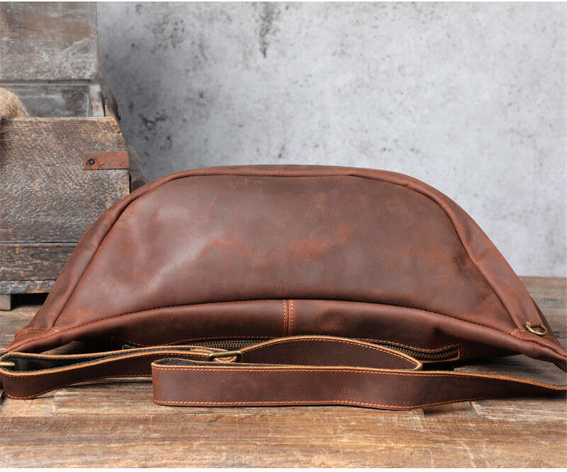 Natural Genuine Leather Super Large Capacity Men's Chest Vintage Designer Crazy Horse Cowhide Big Shoulder Crossbody Bag