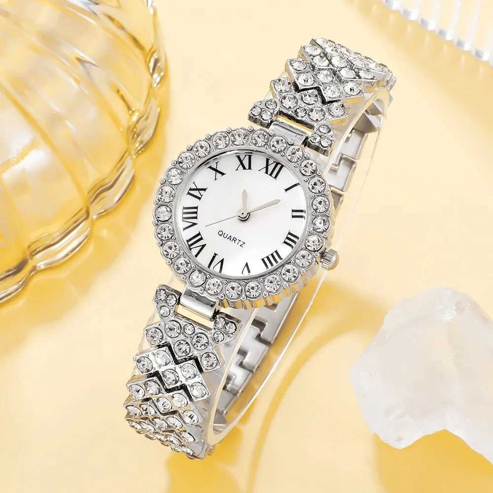 6-piece set of luxury watches necklaces earrings rhinestones fashionable watches womens casual watches gift boxes for womens watches X241106