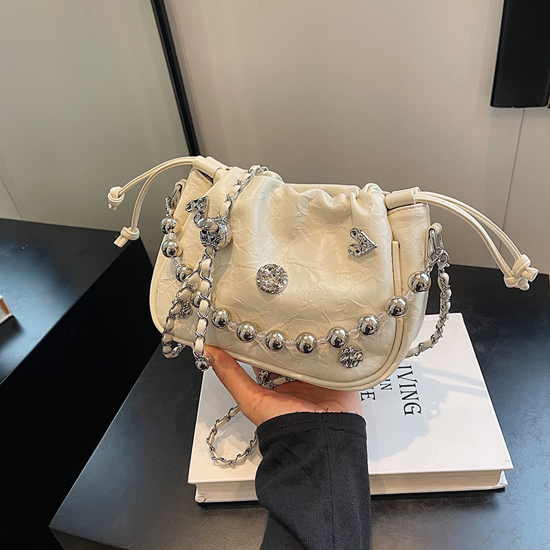 Elegant Small For Bags Handbags Women Autumn/winter New Collection Beaded Handheld Bucket Versatile High End Chain Crossbody Bag Designer