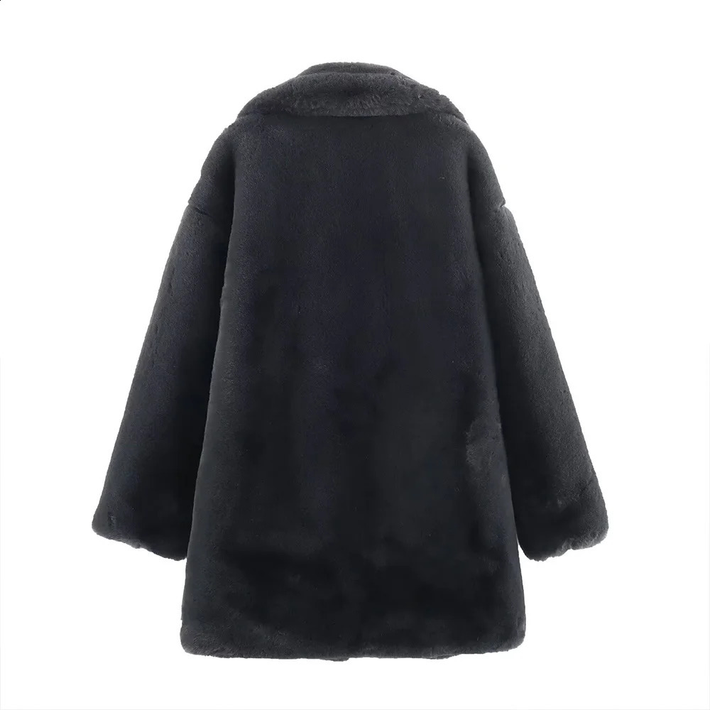 ZATT Autumn And Winter Collection Simplicity Elegant Streetwear Easy Match Warm Black Artificial Fur Women Coat 241104