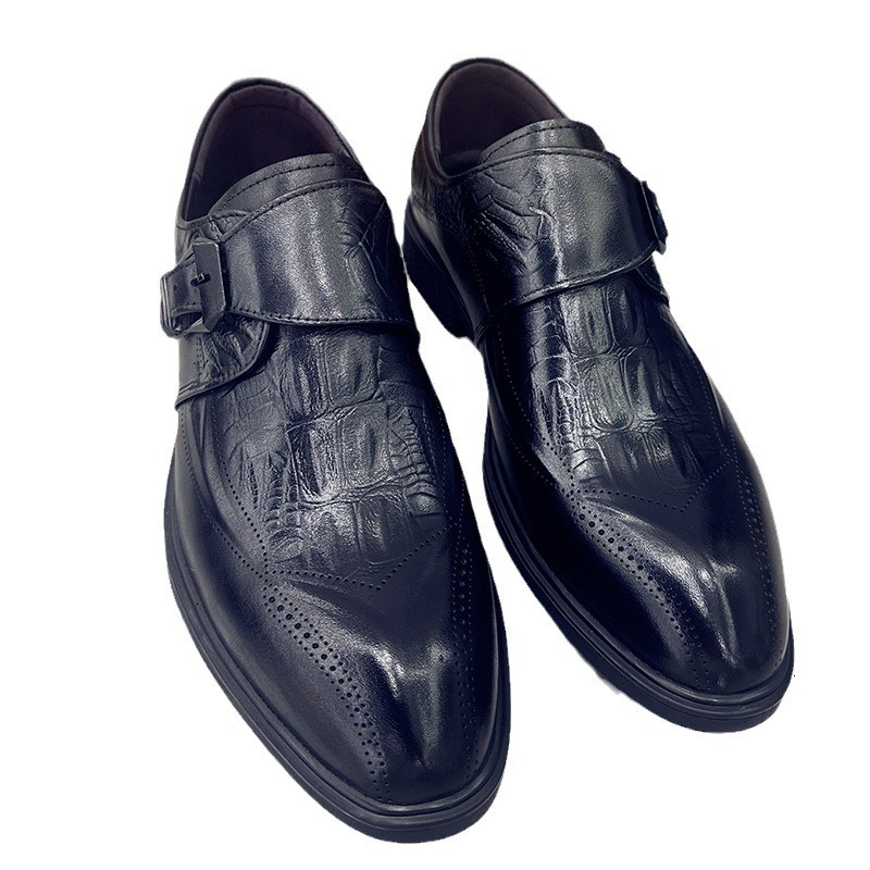 Men's Top Layer Cowhide Leather Casual Single Bean Shoes, Shoe Covers, Guangdong Wedding Groomsmen Shoes