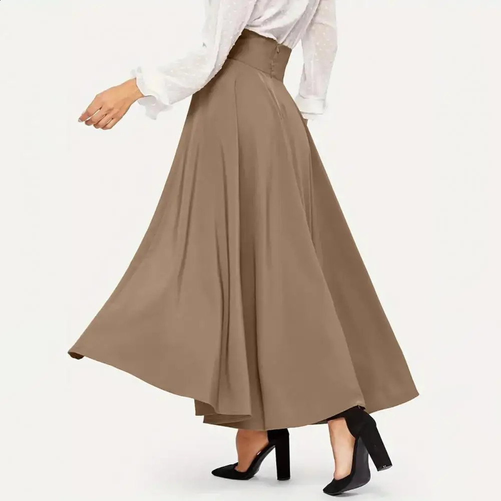 Solid Color Highwaisted Skirt Women Elegant Laceup Maxi with High Waist Aline Silhouette for Spring 240402
