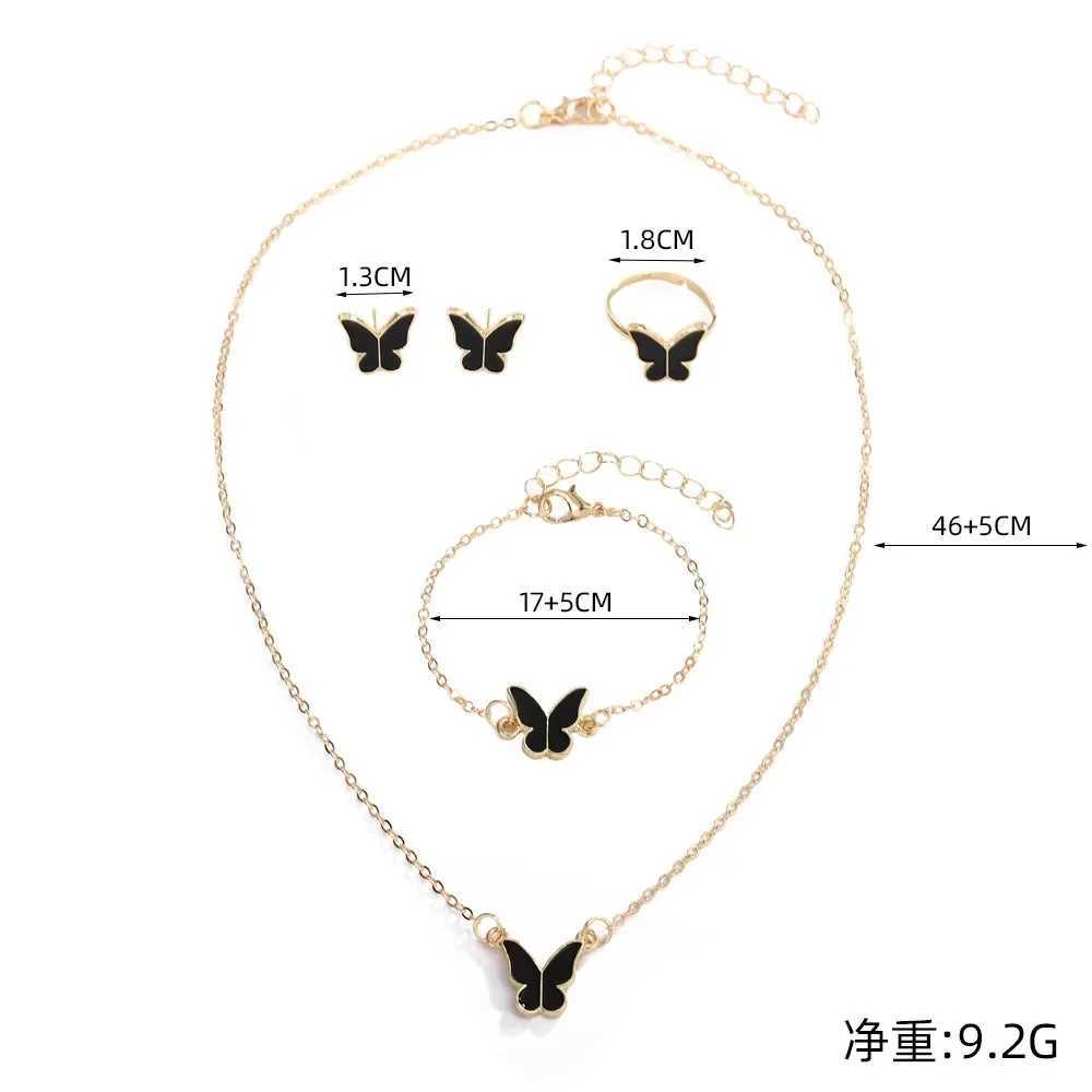 New Personalized Gla Bracelet Ring Necklace Earrings Exquisite Small and Fashionable High Sensation Necklace Set X241106