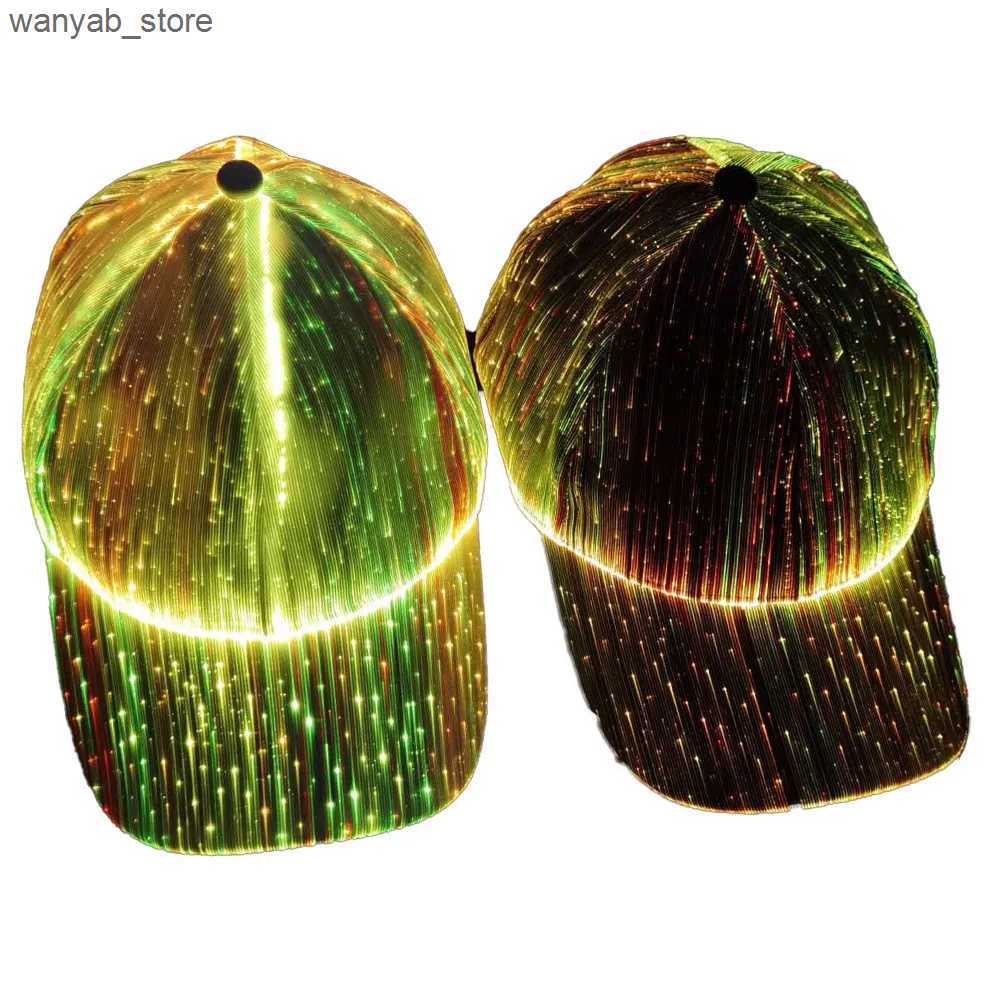 Wide Brim Hats Bucket Hats Peaked hat Colorful Led Fiber Optic Shine Cap Hip-hop Party Performance Hat Couple Flash Bar Bungee Shine Baseball Trucker 