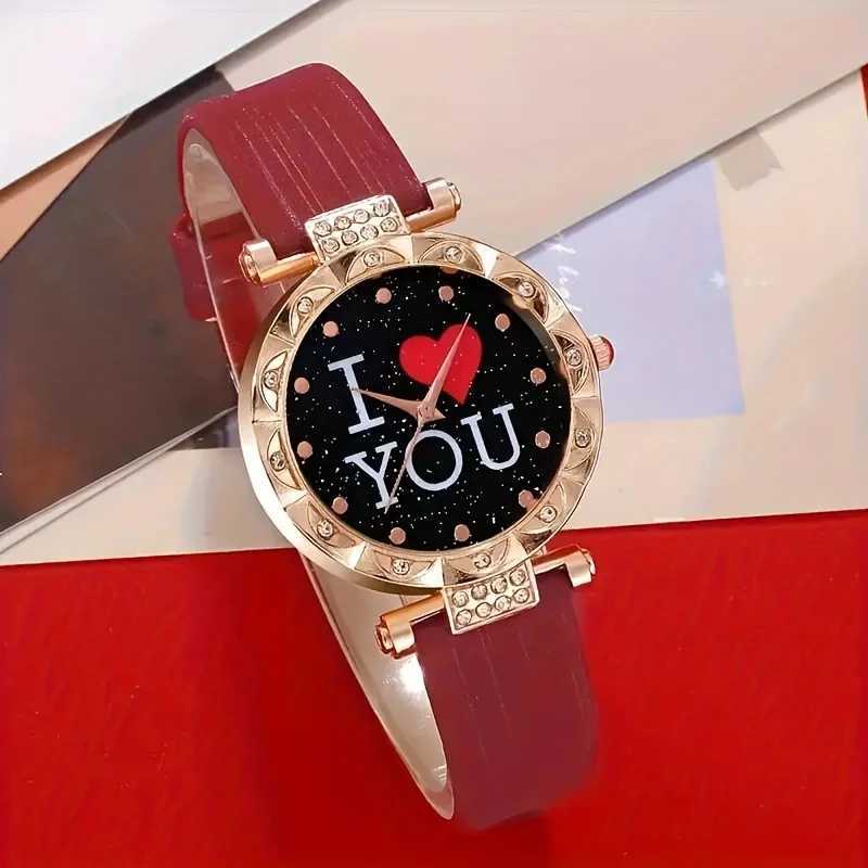 5 pieces/set I You Quartz Watch Luxury Rhinestone Simulation Watch and Jewelry Set X241106