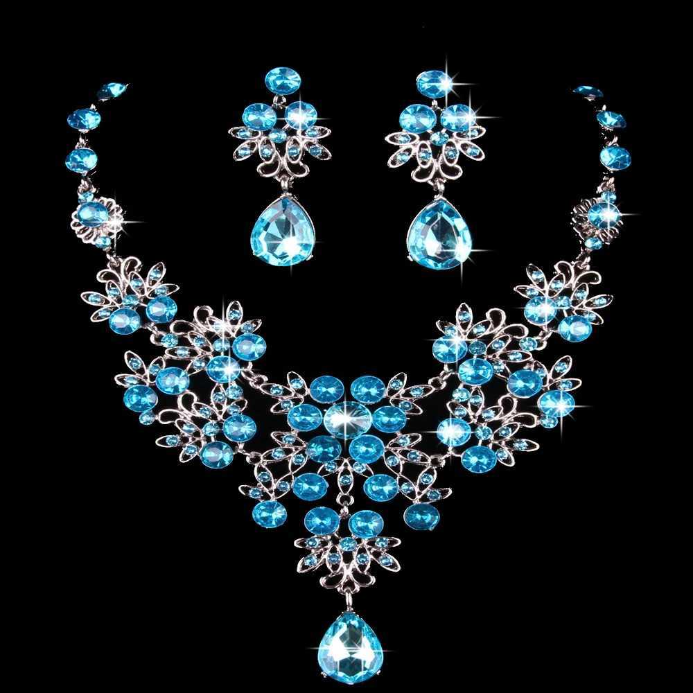 KMVEXO Mtiple Waterdrop Wedding Official Party Pr Jewelry Set Crystal Water Diamond Bridal Necklace Earring Set X241106