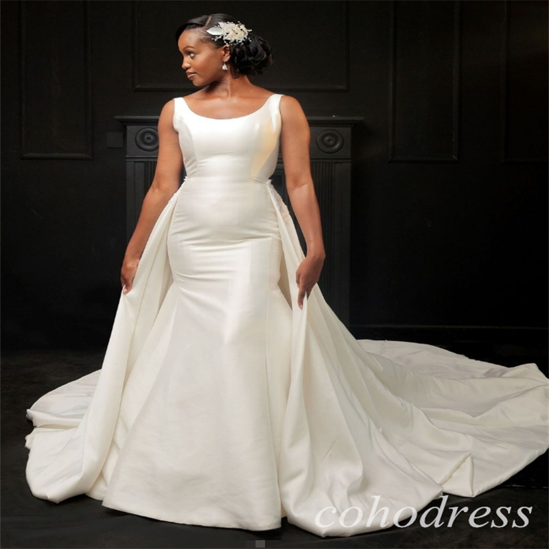 Eleagnt Mermaid Wedding Dresses With Detachable Train Scoop South African Plus Size Church Bridal Gowns Backless Romantic Bride Vestio De Novias 2025