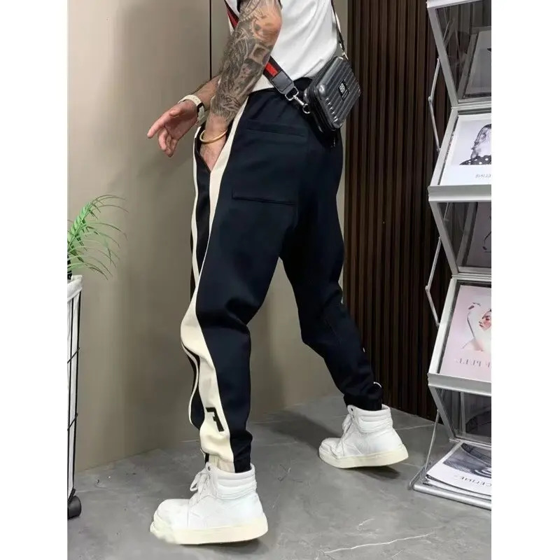 Mens Casual Straight Leg Baggy Hiphop Sports Gym Pants For Men Trousers Loose Trendy Hong Kong Style Joggers Clothing 241104