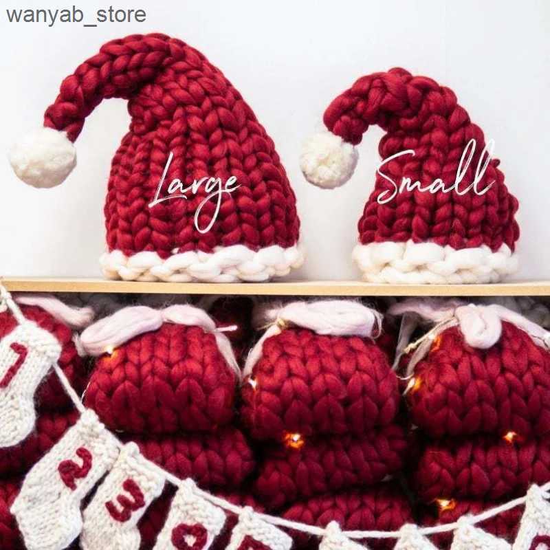 Wide Brim Hats Bucket Hats Crochet Knitted Christmas Hats Winter Warm Hat Christmas Decoration 2023 New Year Festive Party Supplies Santa Claus Hat Gi