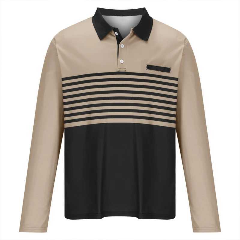 Spring and summer new mens fashion long Sve sports collar shirt mens business casual shirt top W241106
