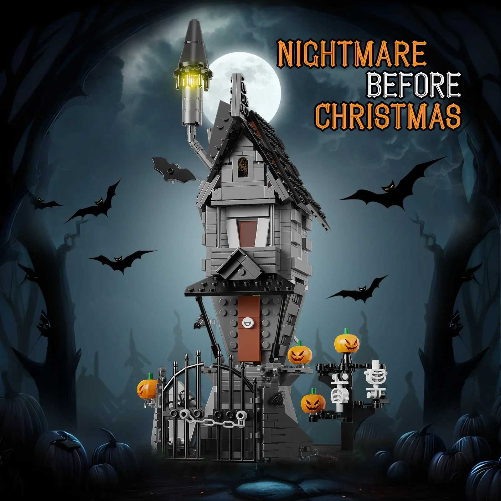Blocks MOC House-Nightmareal Before Building Blocks Set Ghost Skeleton Hut DIY Bricks Toys Children Christmas Halloween Birthday GiftY2411062CRB