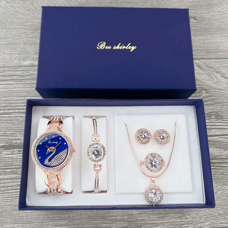 Wens Watch Swan 5pcs Fashion Quartz Watch Bracelet Box Wens Watch Set Jewelry Set Luxury Diamond Birthday Gift 10000 X241106